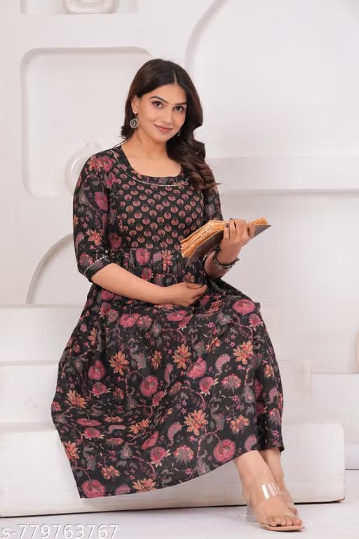 Cotton Printed Maternity Gown