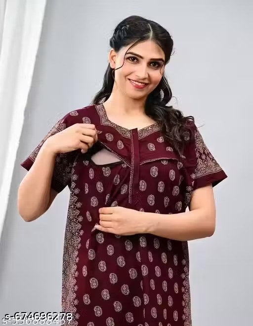 Maternity Cotton Nighty For Women,super-soft, breathable COTTON fabric NIGHTY