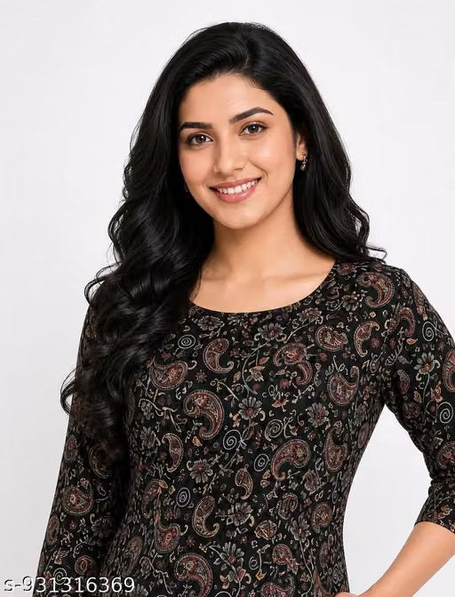 Women’s Printed Straight Kurti – Floral Design and comfortable Fabric