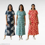 Women's Maternity Feeding zipless, Lounge wear, Ankle length feeding maxi,combo pack of 3 pcs