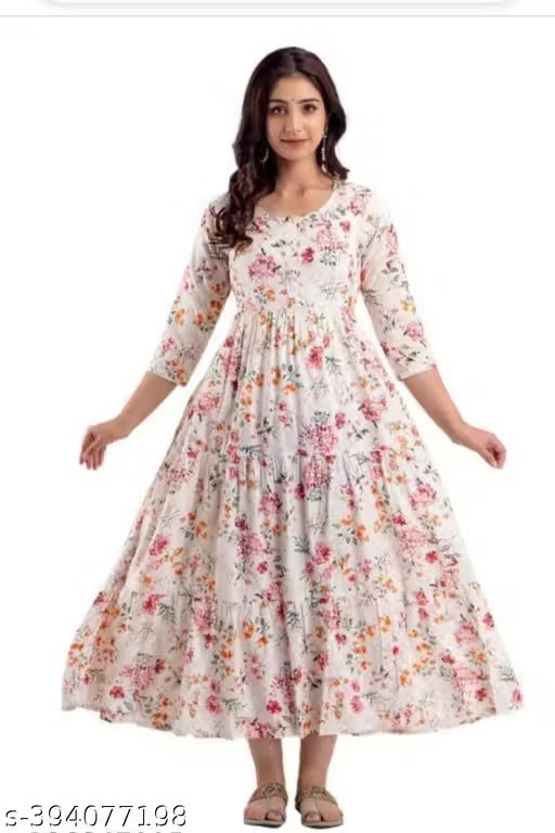 New Woman Anarkali White Multicolor Zip Maternity Feeding Kurta