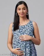Women's Pure Cotton Printed Maternity Gown/Maternity wear/Feeding Gown A-line Maternity Feeding Dress Maternity Kurti Gown for Women