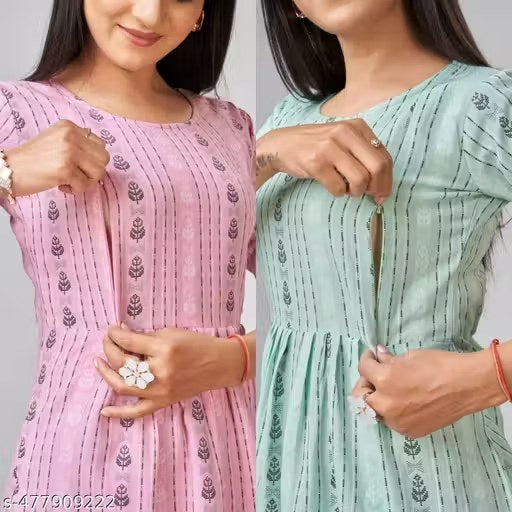 Maternity wear feeding cotton kurta combo for women