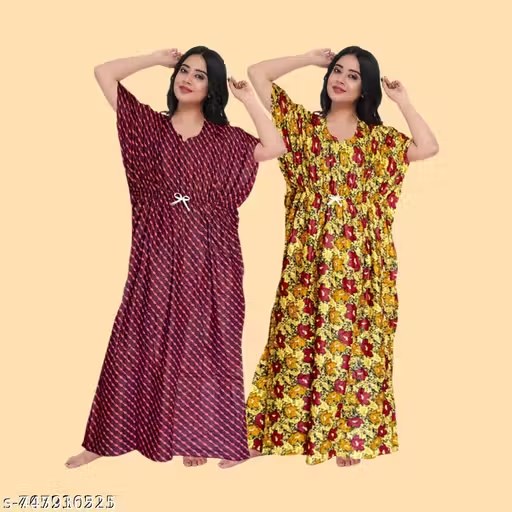 WOMEN Premium quality COTTON ZIPPER NIGHTY /NIGHTY FOR WOMEN  (Pack of 2)