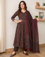 Printed Anarkali Maternity Feeding Kurta, Pant & Dupatta Set