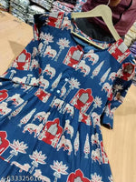 New Design Women Half Sleeves Printed Middy Gown