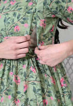 Stylish Feeding-Zip Maternity Dress