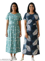 Women's Maternity Feeding zipless, Lounge wear, Ankle length feeding maxi,combo pack of 3 pcs