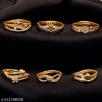 Flaring gold Daily wear ring combo and fingur ring for women and girls pack of 6 pcs