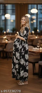 Rayon Casual Printed Maternity Gown