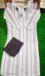 Trendy Kurti Set .Cotton Kurti With Trousers .Khadi Kurti Set .Kurti Set . Comfatebal Kurti .