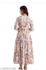 New Woman Anarkali White Multicolor Zip Maternity Feeding Kurta