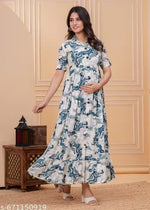 Rayon Zip Maternity Feeding Dress