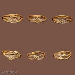 Flaring gold Daily wear ring combo and fingur ring for women and girls pack of 6 pcs