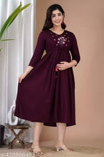 Rangrail Feeding Maternity Kurti Both Side Zip Anarkali Kurta & Kurtis Zipper dress Beautiful Embroidery