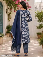 COMBO OF 2 RED ROSE & BLUE PRINTED COTTON KURTI SET FOR WOMEN