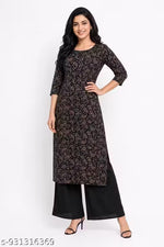 Women’s Printed Straight Kurti – Floral Design and comfortable Fabric