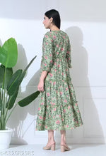 Stylish Feeding-Zip Maternity Dress