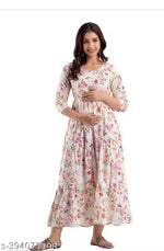 New Woman Anarkali White Multicolor Zip Maternity Feeding Kurta